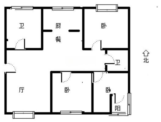 新府阳光一号院3室2厅1卫户型图