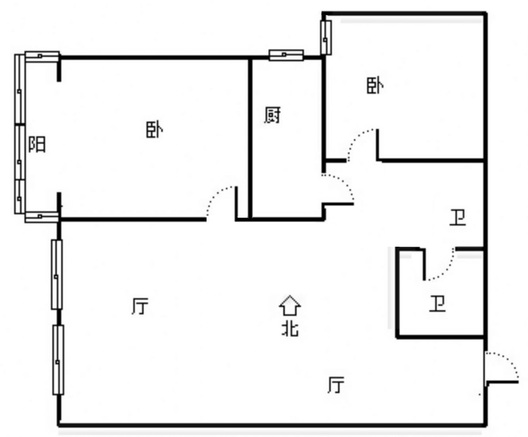 公园壹号2室2厅1卫户型图