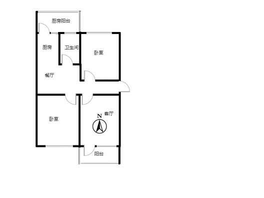 建设局住宅小区2室2厅1卫户型图