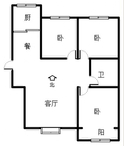 幸福城小区3室2厅1卫户型图