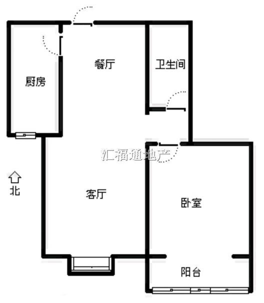 水岸花城1室2厅1卫户型图