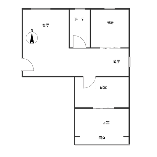 铁道部建厂局小区（范阳路）2室2厅1卫户型图
