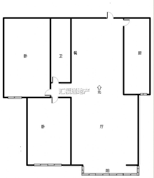 北京理想城2室2厅1卫户型图