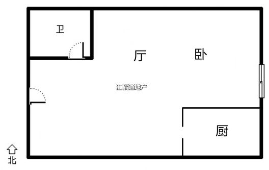 国富公寓(18号楼）1室0厅1卫户型图