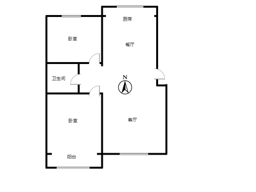 新府阳光一号院2室2厅1卫户型图