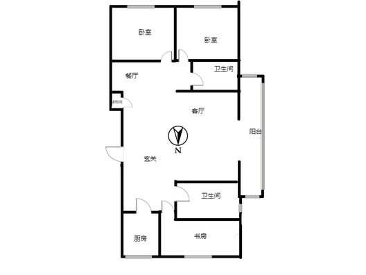 天地新城3室2厅2卫户型图