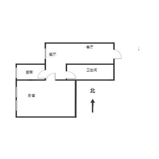 鸿坤新维港1室2厅1卫户型图