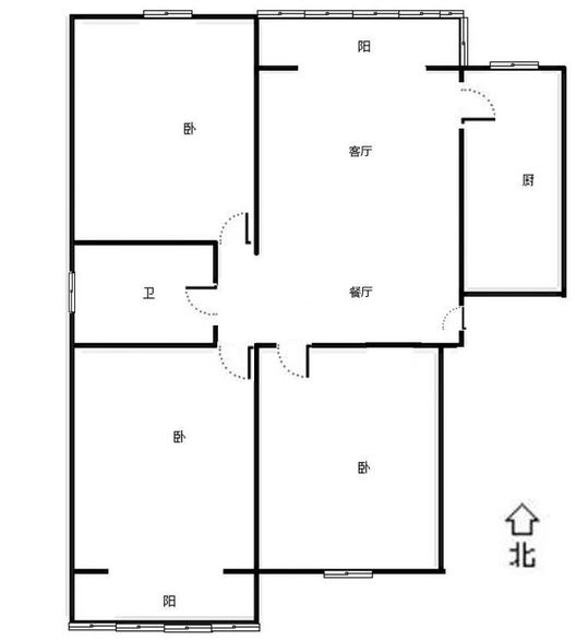 水岸花城3室2厅1卫户型图