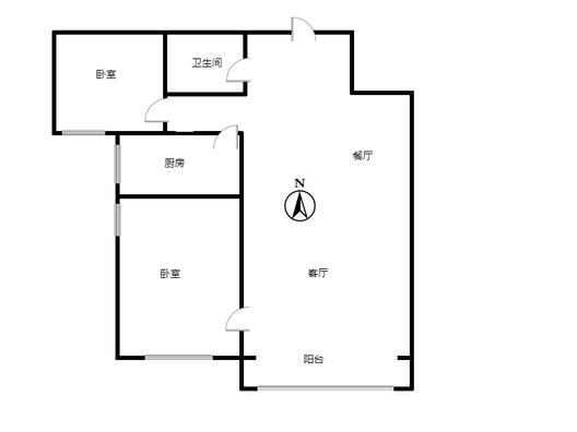 水岸花城2室2厅1卫户型图