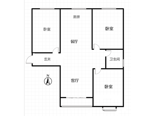 天伦湾馨园3室2厅1卫户型图