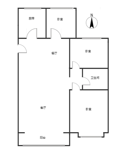 新加坡花园3室2厅1卫户型图