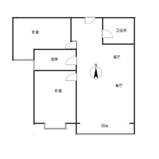 翡翠滨江2室2厅1卫户型图