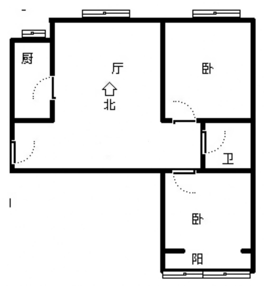 水岸花城2室2厅1卫户型图