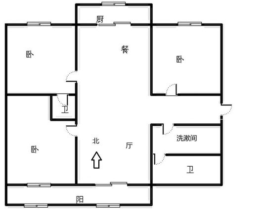 温馨小区3室2厅2卫户型图
