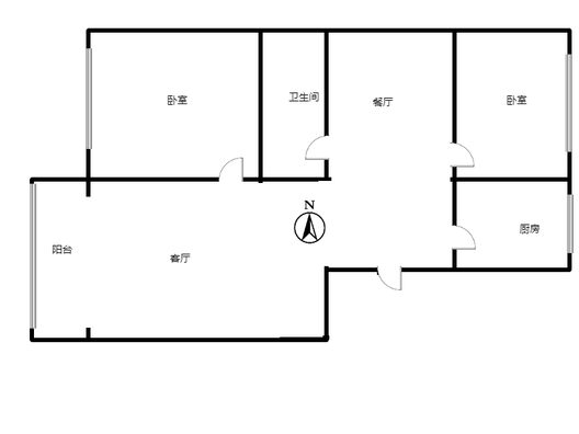 鹏润四季花园2室2厅1卫户型图