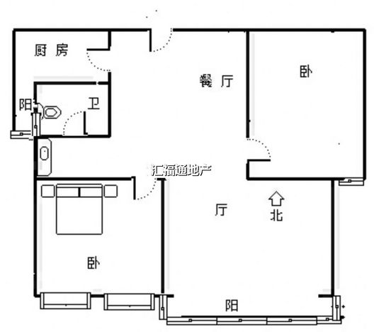 君临天下御景园2室2厅1卫户型图