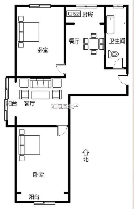 香邑溪谷一期2室2厅1卫户型图