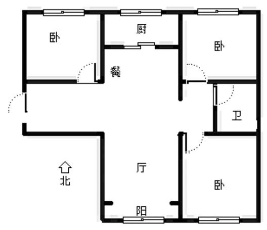 鹏渤印象城·牛津花园3室2厅1卫户型图