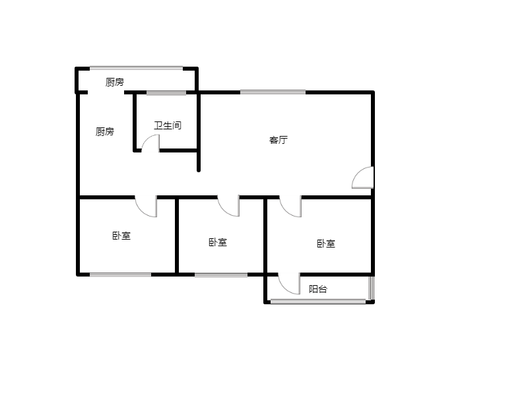 文保所小区3室1厅1卫户型图