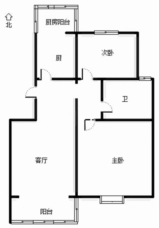 水岸花城2室1厅1卫户型图