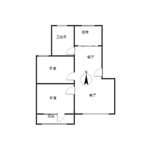 保定第二中心医院住宅小区2室2厅1卫户型图