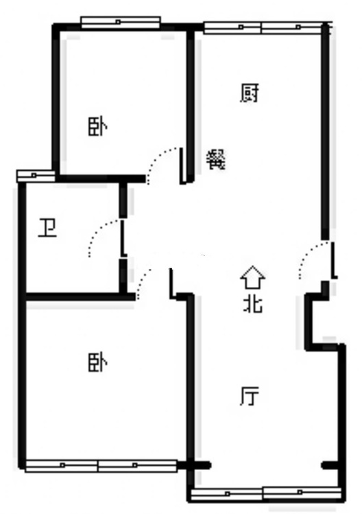 天地新城2室2厅1卫户型图