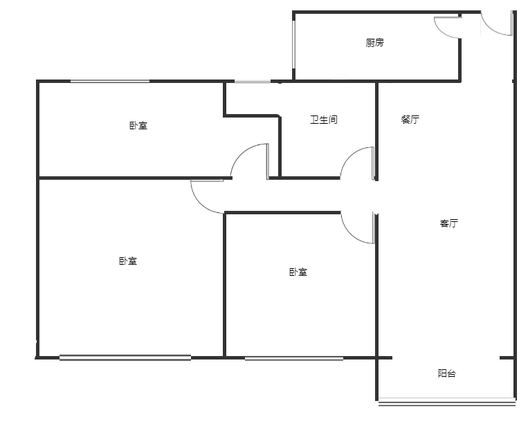 桃源新都孔雀城3室2厅1卫户型图