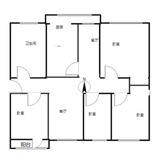 联合二号院4室2厅1卫户型图