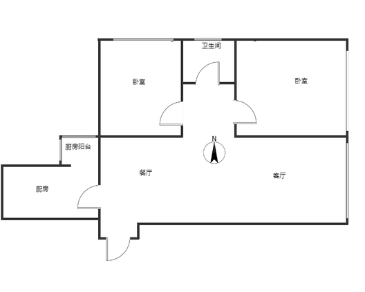 北京理想城2室2厅1卫户型图