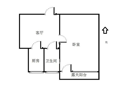 矿山局家属楼南院1室1厅1卫户型图