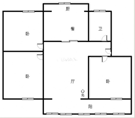联合二号院3室2厅1卫户型图