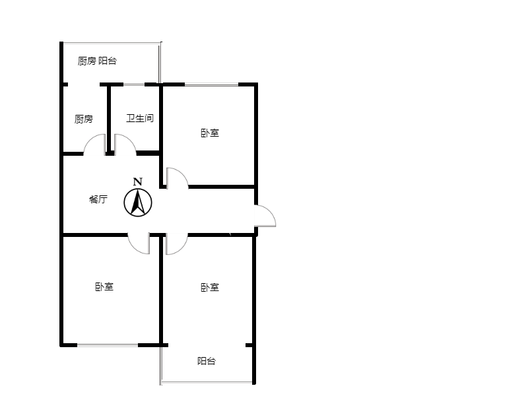 四中家属院3室1厅1卫户型图
