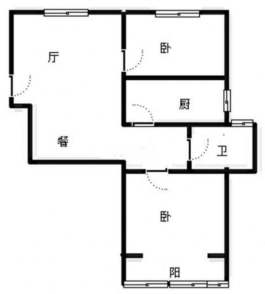 云景城2室2厅1卫户型图