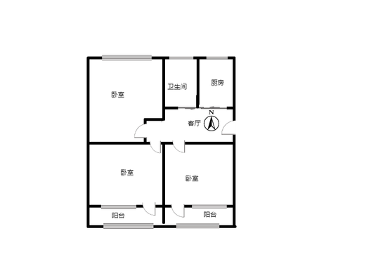 老干部局家属院3室1厅1卫户型图