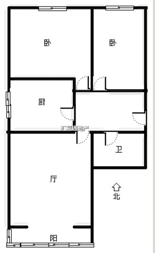 铁道部建厂局家属楼（机械总队家属院）2室1厅1卫户型图