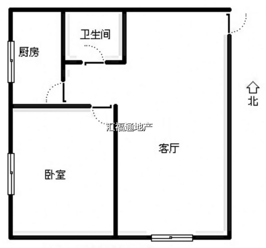 水岸花城1室1厅1卫户型图