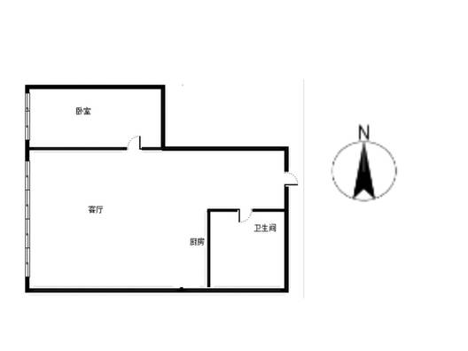 京第银座1室1厅1卫户型图