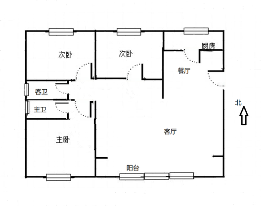 涿州孔雀城悦澜湾3室2厅2卫户型图