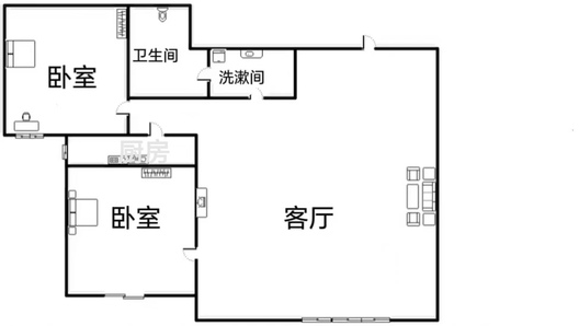 三利中和城一期2室2厅1卫户型图