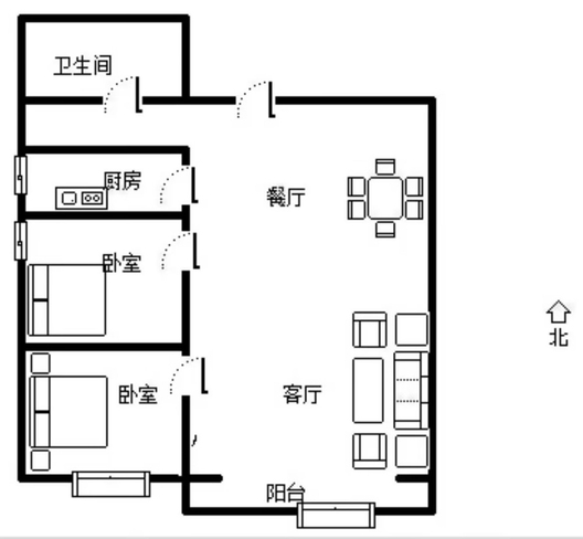 东林家园2室2厅1卫户型图