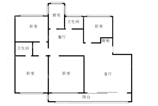 职教中心家属院4室2厅2卫户型图