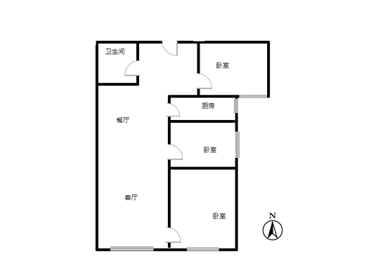 高铁新干线3室2厅1卫户型图