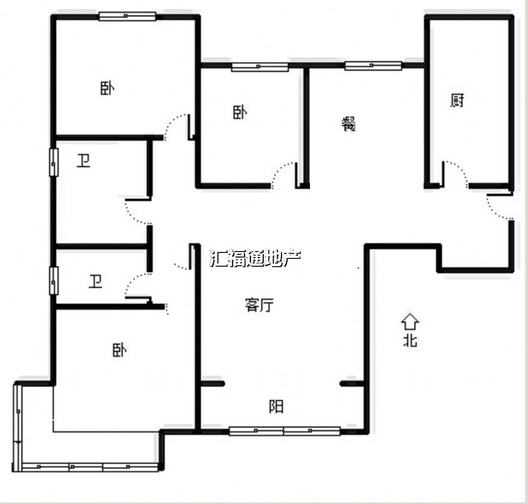 高铁新干线3室2厅2卫户型图