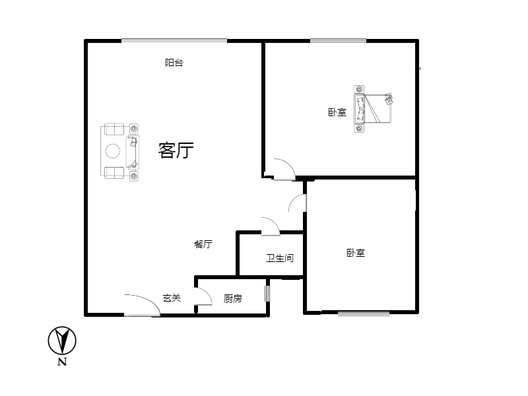 涿州孔雀城悦澜湾2室2厅1卫户型图