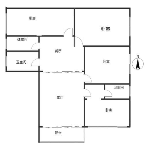 东方家园3室2厅2卫户型图