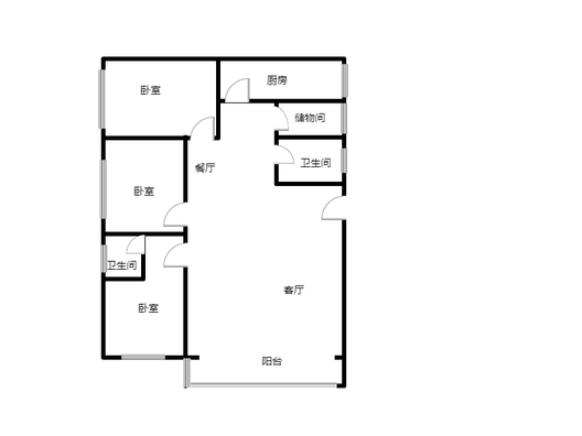 东方家园3室2厅2卫户型图