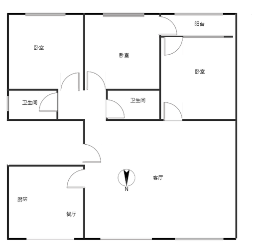 鼓楼商贸城3室2厅2卫户型图