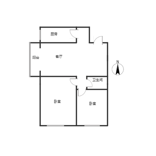 新加坡花园2室2厅1卫户型图