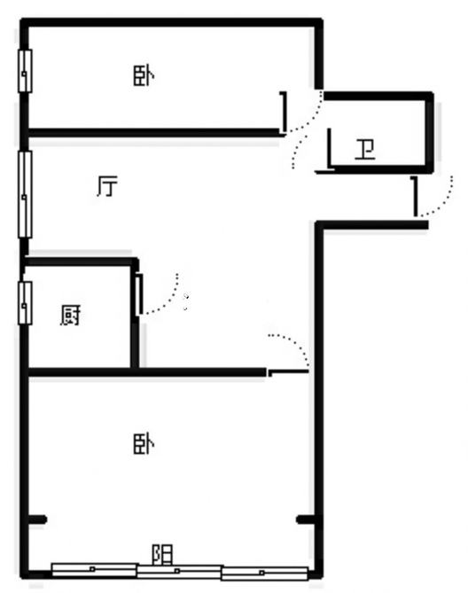 华阳风景小区2室1厅1卫户型图