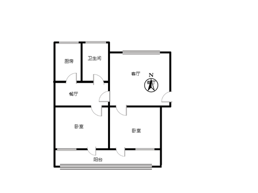 县府小区2室2厅1卫户型图
